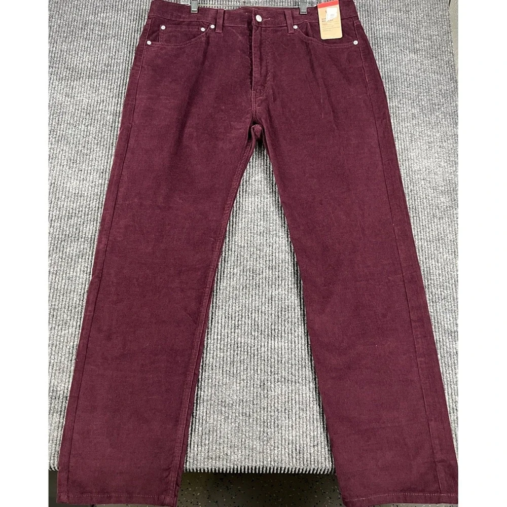 Levis 505 Corduroy Jeans Mens 38x32 Purple 5 Pocket Regular Fit Stretch New